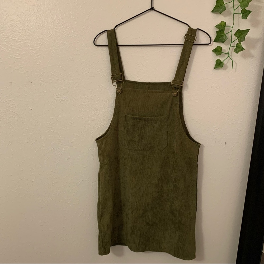 green corduroy overall dress